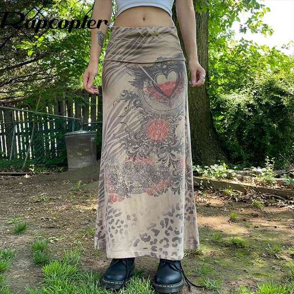 

graphic print midi skirts grunge fairycore pleated long skirt vintage kawaii goth black skirts women khaki vintage