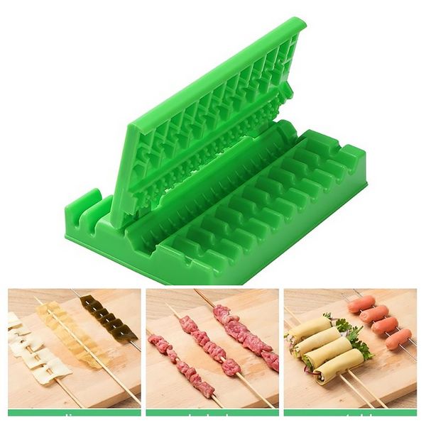 

3 в 1 carbeke swewer tool bbq grilling мясная овощное владение мясоюрное устройство kebab maker abs портативный bbq skewer tool h wmtrrd