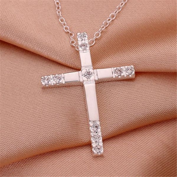 

new arrive sale silver color engagement zircon crystal wedding women girl cross necklace n539 h bbywdk