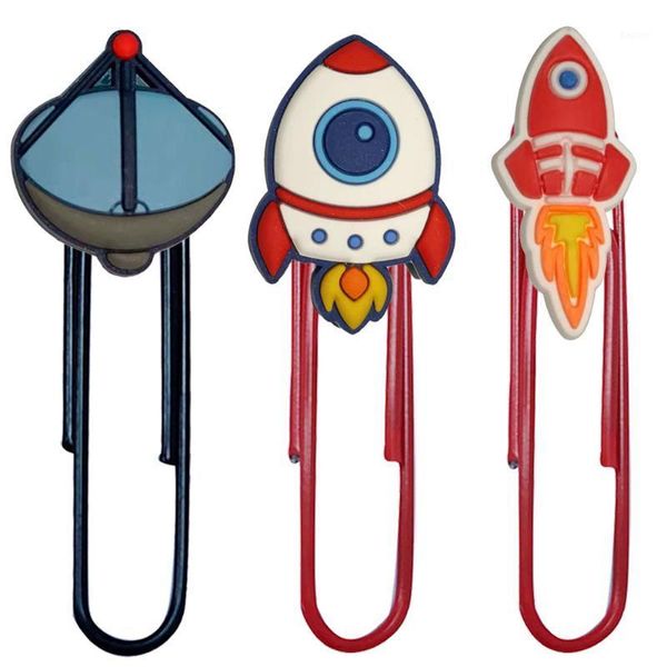 Bookmark 1 PCS PVC Bonitos dos desenhos animados Bookmarks Kawaii Rocket Antena Fogo Papel Clips Amigos Presente Beautiful Livro Acessórios DIY Titular da Página