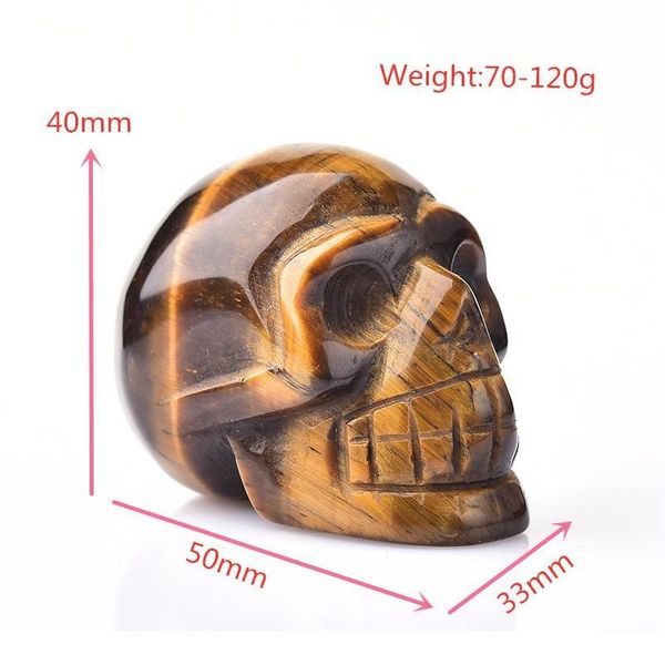 

2inch natural gemstone skull amethyst tigers eye crystal rose quartz wicca feng shui healing stone ornaments figurine h qylhuh, Black