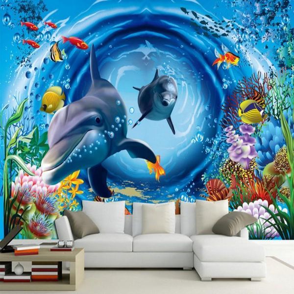

dropship custom p wallpaper underwater world cartoon children room background wall mural living room wallpaper custom mural1