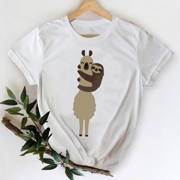 

t-shirts for women 2021 cartoon sloth animal 90s clothing spring summer lady print graphic tshirt female tee t-shirt, White