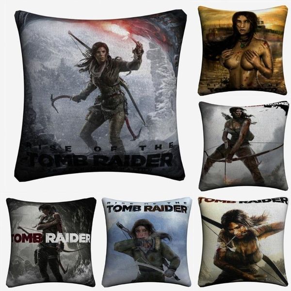 

rise of the tomb raider game cotton linen cushion cover for sofa seat car 45x45cm throw pillow case home decor almofada