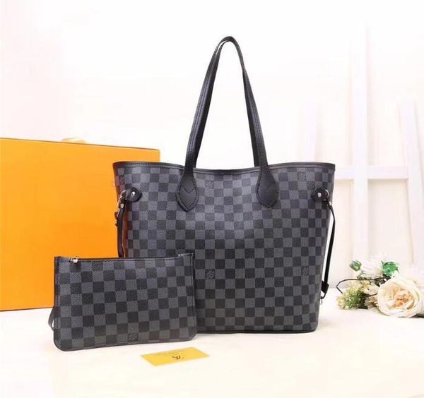 

lv louis vitton shopping bag+wallet women handbag leather shoulder bags 2 pce sets ladies messenger bags casual tote bags