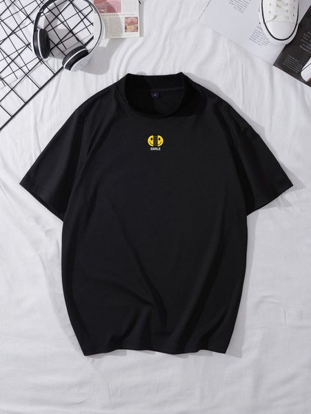 

men letter & expression print mock neck tee n874#, White;black