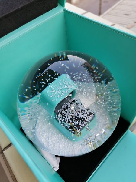 

blue snow globe with ring box inside 2019 snowflake & key crystal ball have a gift box, for novelty birthday gift