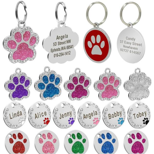 

custom dog tag personalized pet dog collar accessories engraved cat puppy id tag stainless steel paw nametag pendant a bbyblg