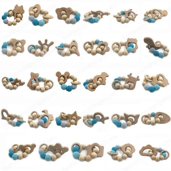 

ins infant wood beech animal cartoon teethers pacifier holder newborn baby wooden teether toddler soothers teething toy