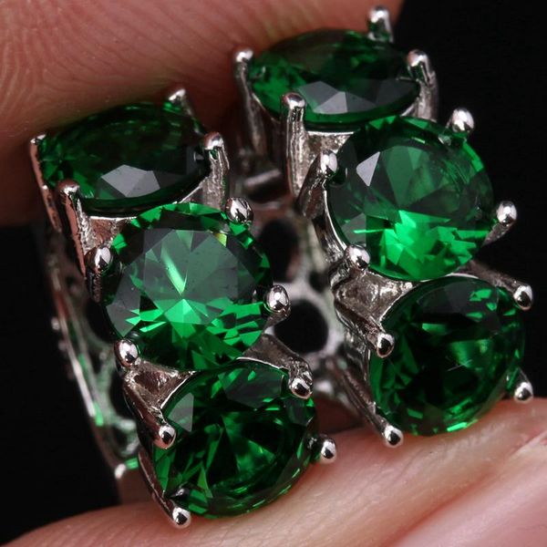 

perfect green gems silver plated argent clip huggie earring s0850, Golden;silver