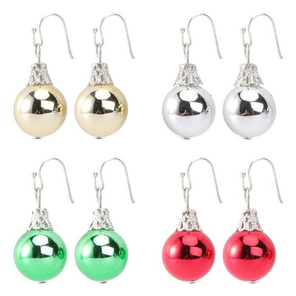 

4 pairs bell decor earrings ear dangler ear ring jewelry accessories for party christmas lady, Golden;silver