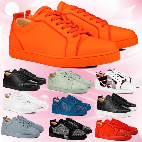 

red bottoms mens orlato flat boat loafers shoes sneaker rantulow low red suede leather party 2021 new arrival women fashion casual shoe, Black