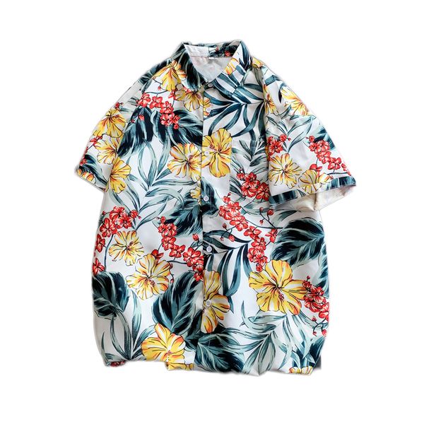 

summer mens shirts hawaii tropical fashion sandy beach sports half sleeve hip hop streetwear casual fancy shirts men, White;black