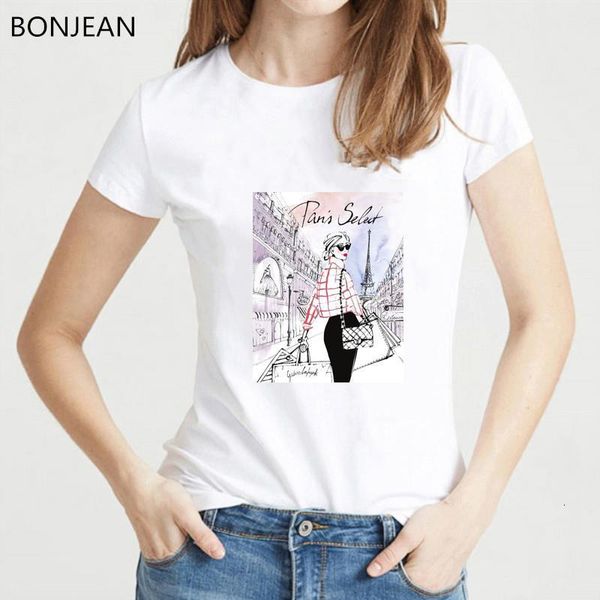 

enjoy the spirit paris eiffel tower t shirt women summer hipster t-shirt femme novelty design casual ladies cute girl tee, White