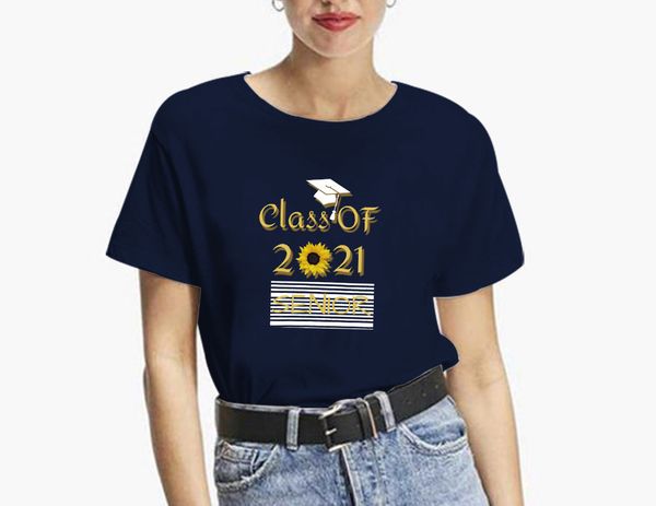 

wt20306 fashion ins casual simple short-sleeved round neck oversize loose large version cotton t-shirt women's class of senior printing, White