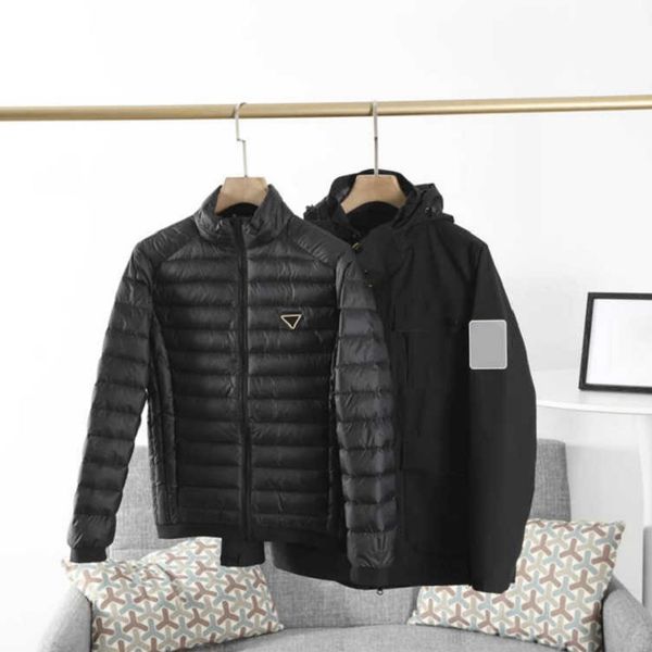 

mens jacket winter down two pieces set casual men windbreaker jackets with hooded new sports outwear coat 2020 parkas wholesale, Black;brown