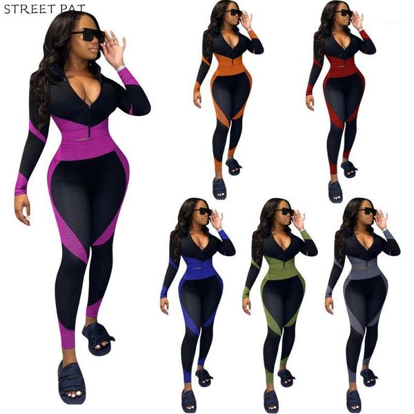

2 piece outfit for women tracksuit sweat suit jogging femme zipper v neck pencil leggings set fitness chandal mujer1, Gray