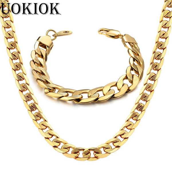 

12mm mens boys miami cuban link bracelet & chain set heavy long stainless steel hip hop necklace chain jewelry sets s248, Silver