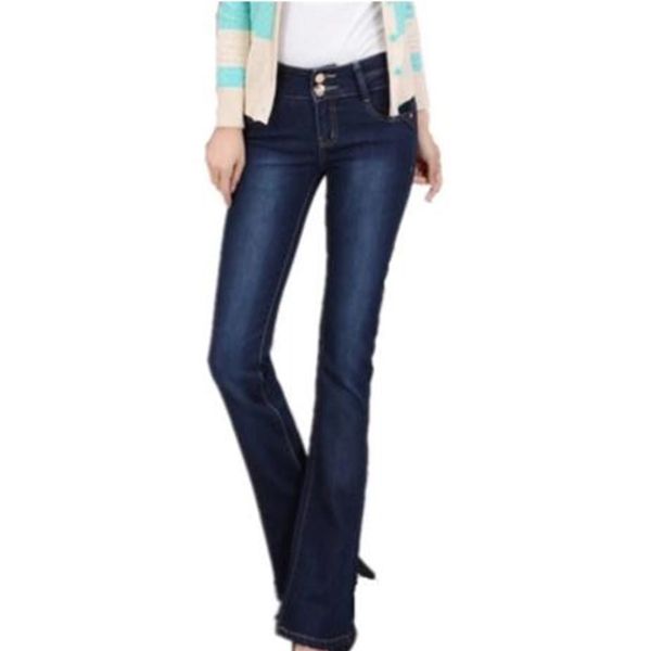 

spring and summer high waisted long trousers flare trousers jeans female, Blue