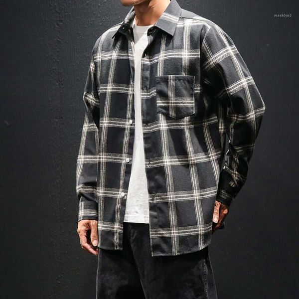 

flannel plaid shirt men cotton autumn male casual long sleeve autumn men clothes slim fit long sleeve plaid cotton casual s1, White;black