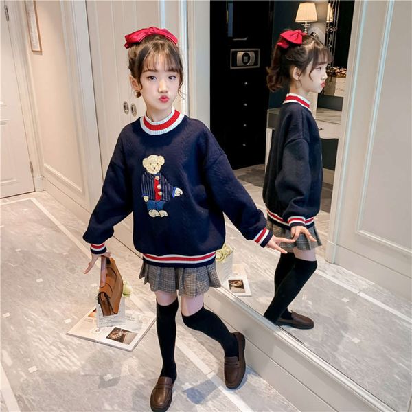 

sweater warm winter lovely plush chine universi thread coat foreign girls' college sle children's wear ql68, Blue