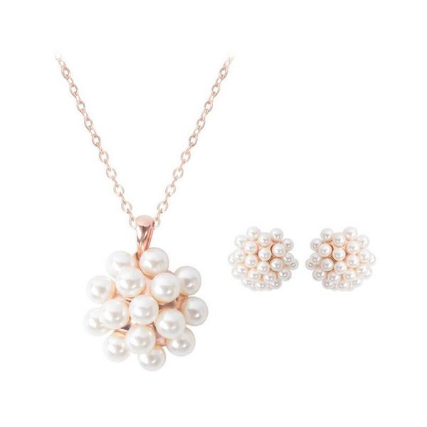 

18kgp pearl jewelry sets for women fashion female necklace earrings sets fashion accessories bridesmaid jewelry sets cal21060b d4g4j, Silver