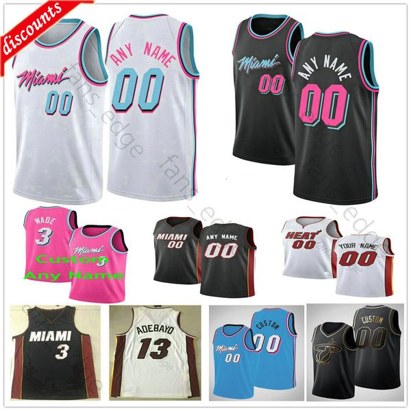 

printed custom 9 kelly olynyk jimmy 22# butler 20 justise winslow 13 bam adebayo 5 derrick jones jr. 0 meyers leonard basketball jersey, Black;red