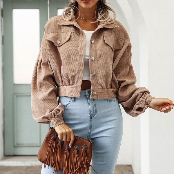 

autumn high-quality winter jacket and coats women 2021 outwear & coats female corduroy casual short casual loose jackets lady, Black;brown