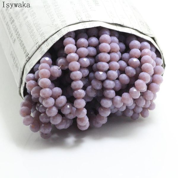 

isywaka solid purple color 4*6mm 50pcs rondelle austria faceted crystal glass beads loose spacer round beads jewelry making bbyvza