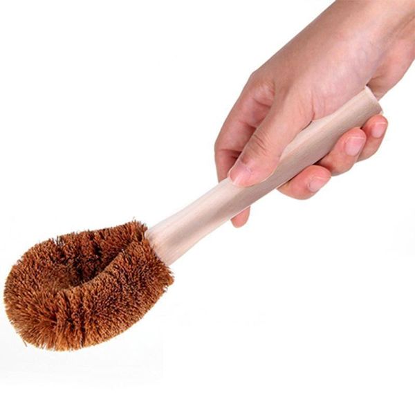 

kitchen long handle pot brush coir coconut fiber cup kettle mugs cleaning brush with hook h wmtwfq