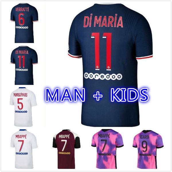 

50th thai soccer jersey mbappe verratti 2020 2021 marquinhos kimpembe di maria kean football jersey soccer men shirt and kids sets, Black;yellow