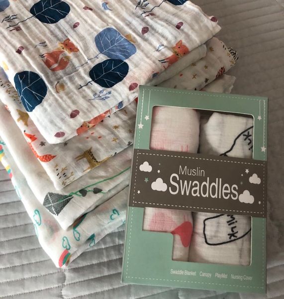 Cobertores de bebê Algodão Birdie Fox Alimentação-garrafa Imprimir Muslin Bebê cobertores Bedding Infantil Swaddle Wrap Toalha para Meninos Meninas Swaddle Cobertor