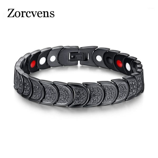

modyle shield design hologram stainless steel health care bracelet for men jewelry1, Golden;silver