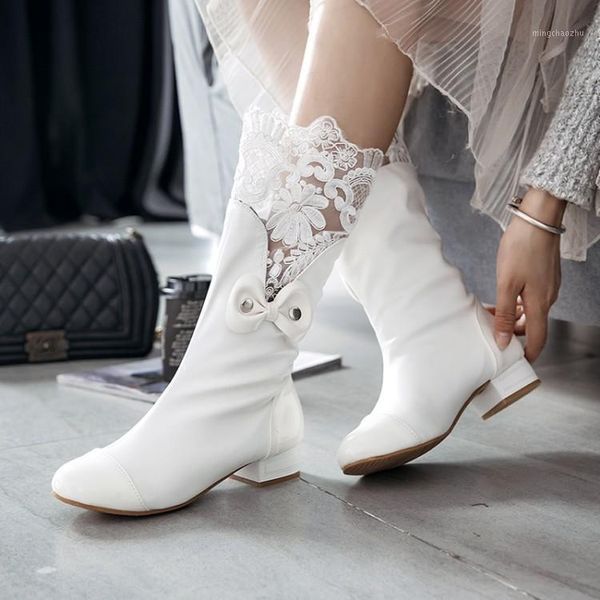 

boots women's mid calf round toe shoes luxury designer low fashion red ladies rubber cotton fabric flock mid-calf1, Black