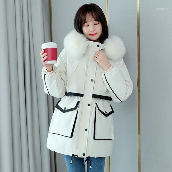 

winter jacket parkas 2020 cute sweet solid women's autumn long coats hooded fur collar thick warm solid jackets women new1, Black