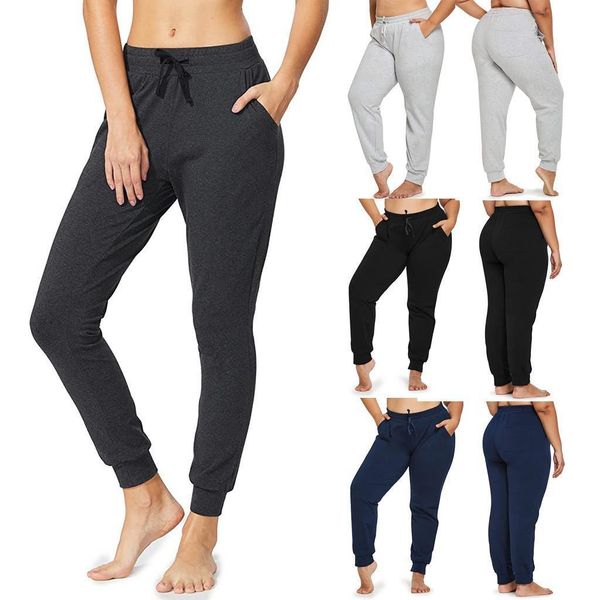 

плюс размер брюки 5xl женщины леггинсы сплошные цветовые карманные ремешок activewear спорт jogger track манжеты длинные брюки спортивные шт, Black;white