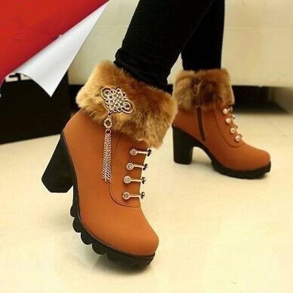 

новый рыцарь сапоги женщин сапоги супер теплая зима повседневная обувь увеличить женщины кожа грубая корень martin for, Black