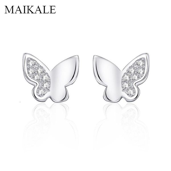 

stud maikale lovely butterfly/triangle small earrings silver color cubic zirconia for women accessories charm jewelry, Golden;silver