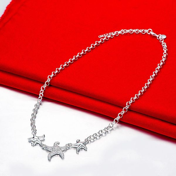 

wholesale silver color jewelry fishstar star popular women lady cute charms chain necklace fashion christmas gift jn910 h sqctes