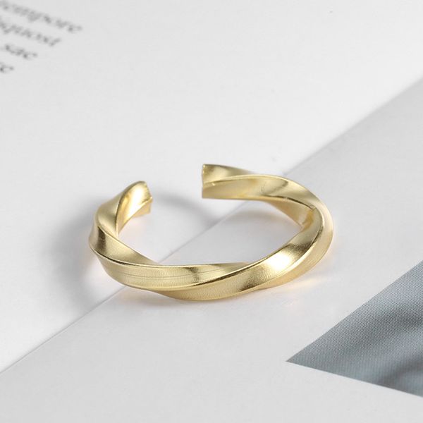 

s925 sterling silver style simple open twisted red ring personality jewelry ring, Golden;silver
