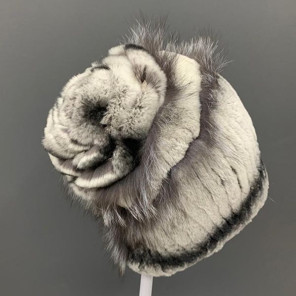 

beanie/skull caps floral fur hats for women stylish winter warm natural rex beanies with diamond decoration knitted skullies, Blue;gray