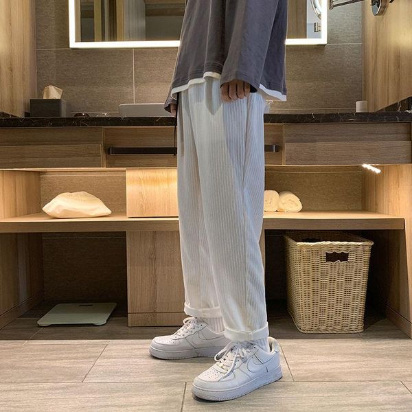 

retro casual corduroy pants men's korean style autumn and winter trousers loose couple clothing, Black