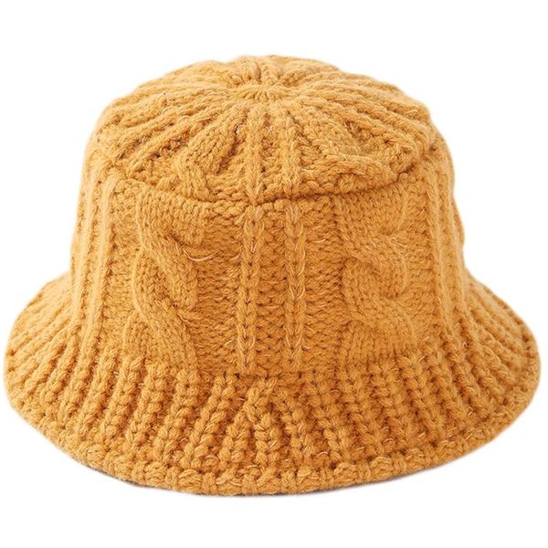 

wide brim hats women winter chunky cable knit bucket hat solid color twist stripe fisherman cap xx9d, Blue;gray