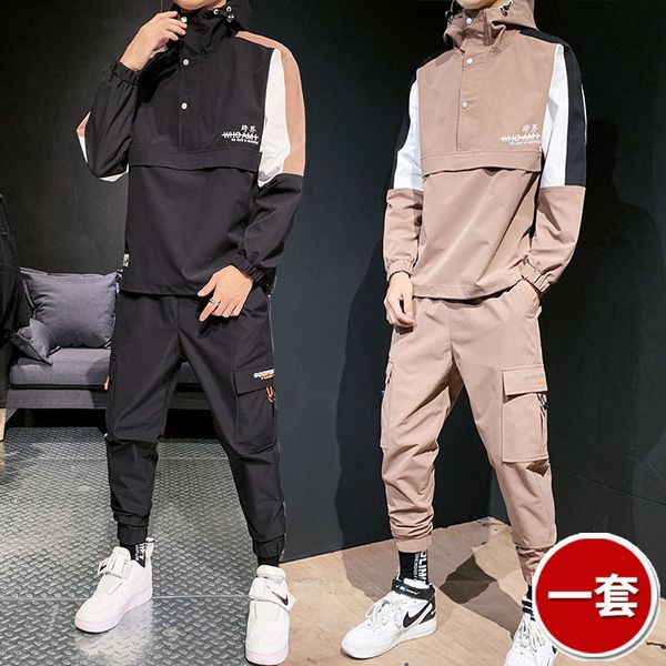 

sweater suit spring, autumn and winter wholesale custom season new trend matching korean jacket hooded sports two-piece suit men, Gray