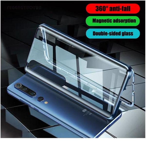 

double sided magnetic metal case for xiaomi 10 pro 9t 8 lite f1 a3 note 10 pro redmi no bbyiso