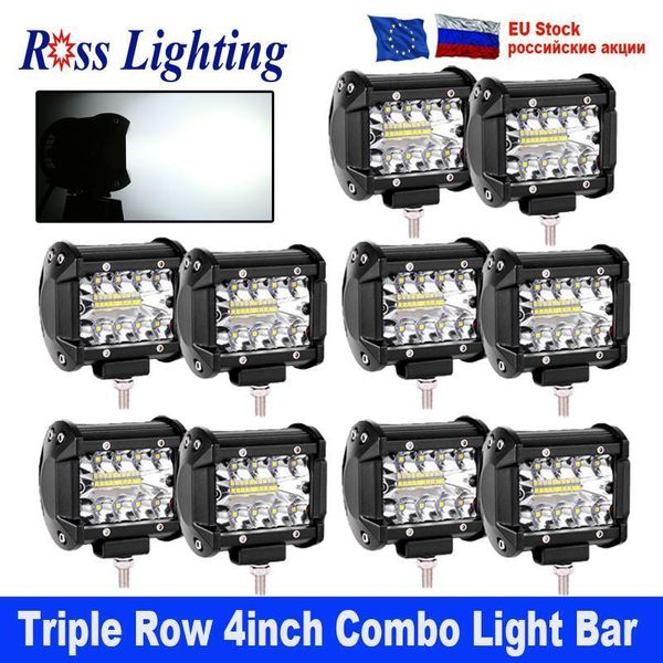 

working light 10pcs 4inch 60w tri-row led bar work car tractor boat offroad 4x4 truck suv atv driving 12v1