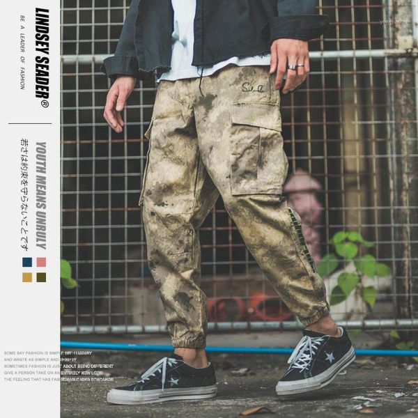 

lindsey seader camouflage men cargo harem joggers track pants hip hop casual baggy sweatpants streetwear fashion pants trousers1, Black