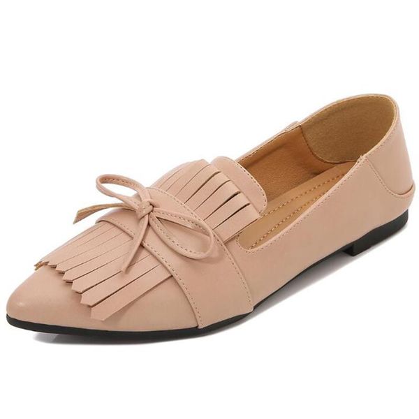 

spring summer wear tassel women's flat shoes large comfortable shoes female candy color casual pointed loafers zy275, Black