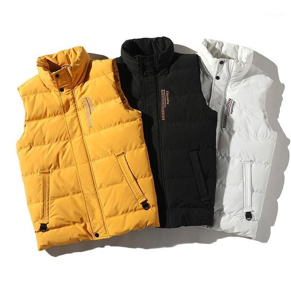 

new men's clothing 2020 winter fashion trend new stand-up collar sleeveless jacket men thick warm cotton vest men1, Black