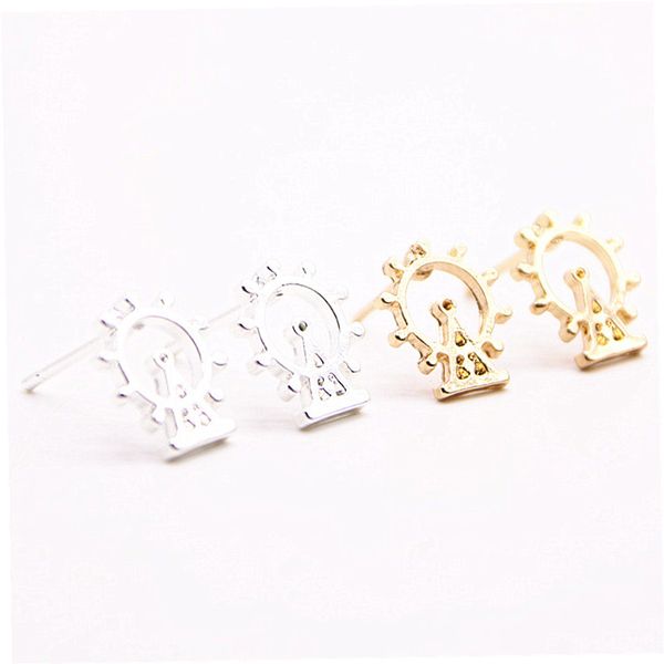 

trendy london landmark stud earrings london eye ear studs gold silver rose three color optional suitable for men and women, Golden;silver
